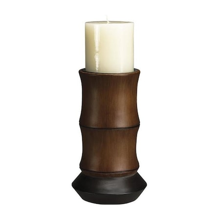 Mahogany 8.5in. Asian / Oriental Resin Bamboo Candle Holder